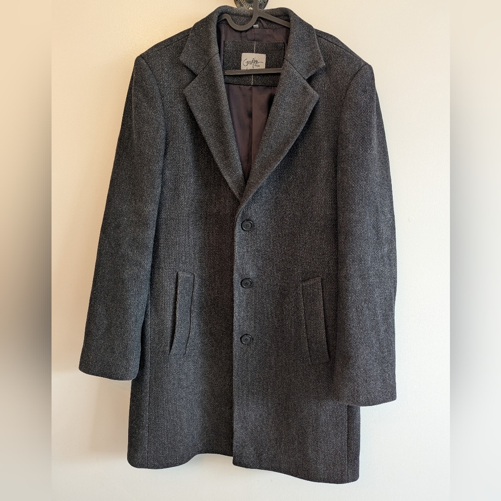 Gray Wool Blend Overcoat